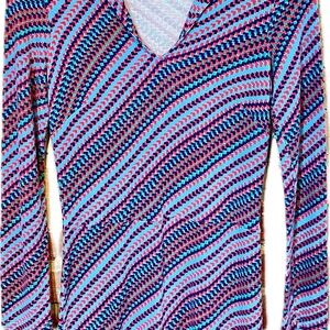 Wow to Go | Vintage Colorful Patterned Long Sleeve Dress | Size: XS